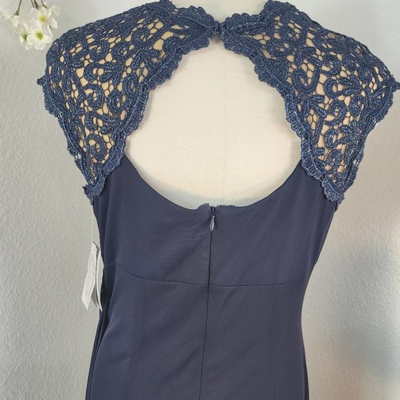 ALEX EVENINGS WOMEN'S METALLIC CUTOUT LACE DRESS NAVY GOLD METALLIC SZ 6… - Picture 10 of 13